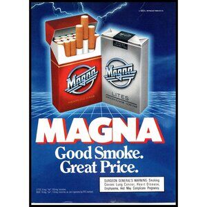 1989 Magna Cigarettes Vintage Print Ad 80s Graphics Tron Wall Art